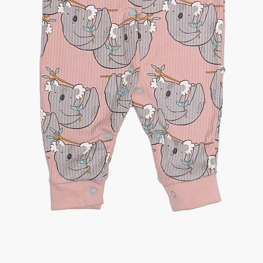 SLOTH PRINTED RIBBED ROMPER