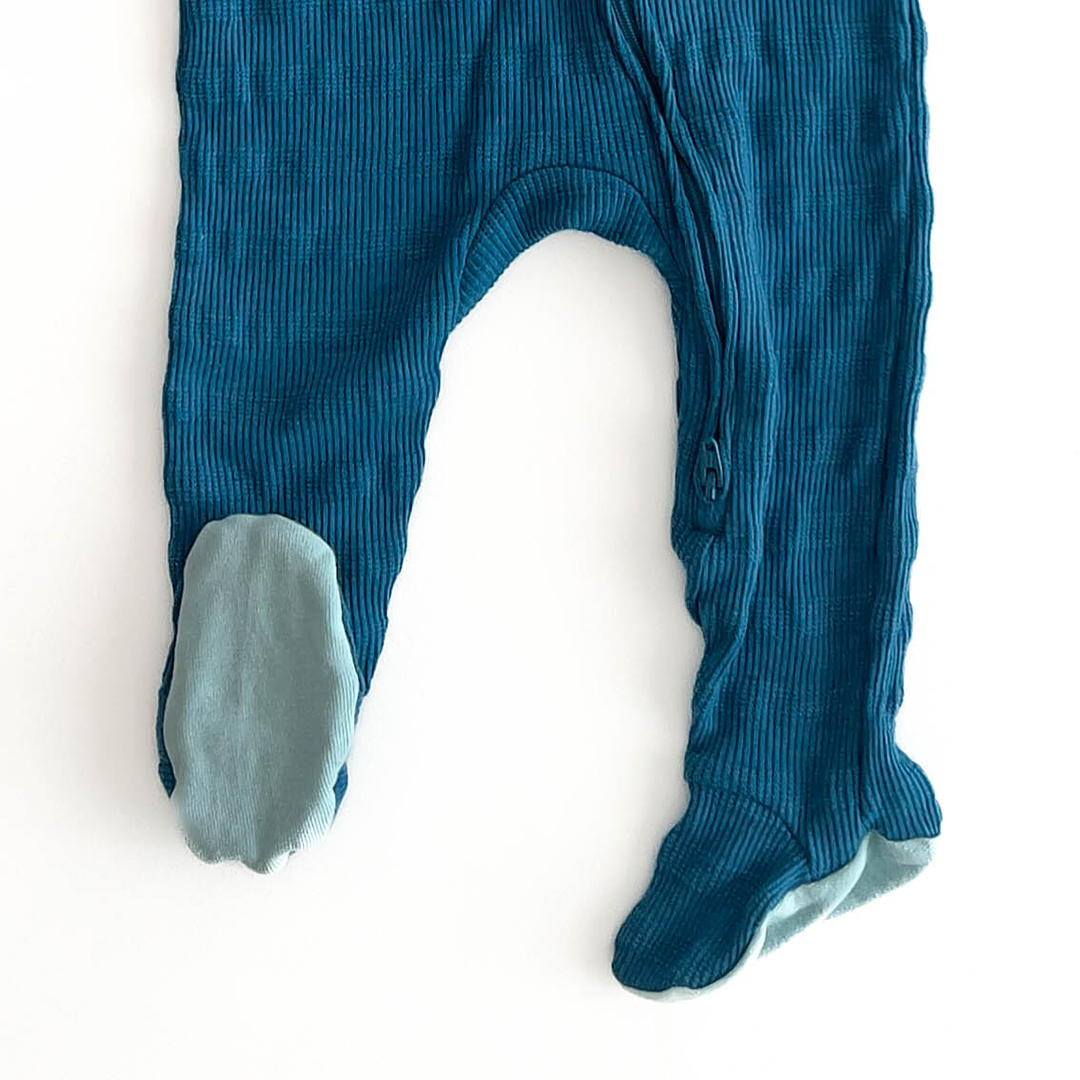 FRENCH BLUE RIBBED SLEEPSUIT