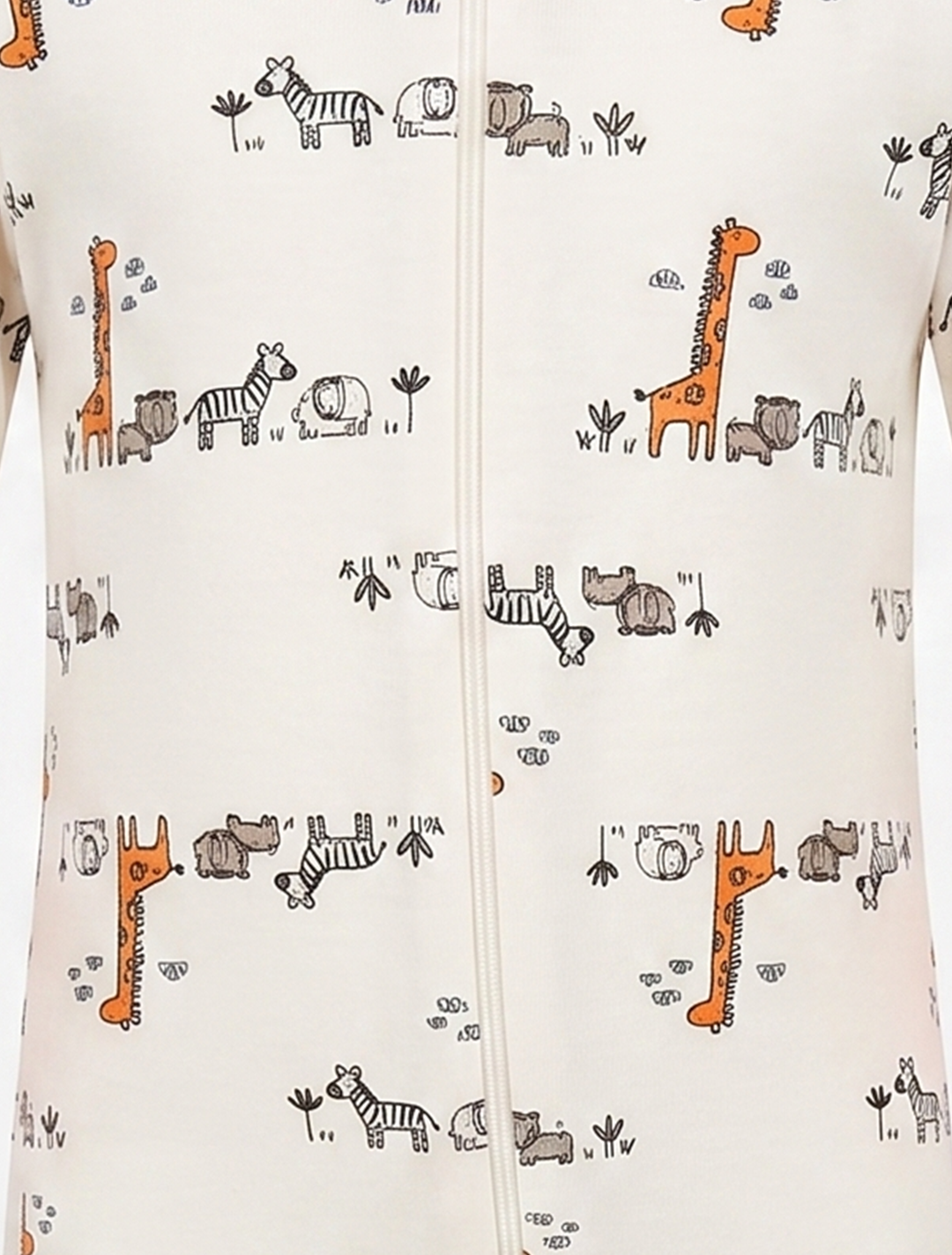 ORANGE GIRAFFE PRINTED ZIPPER SLEEPSUIT