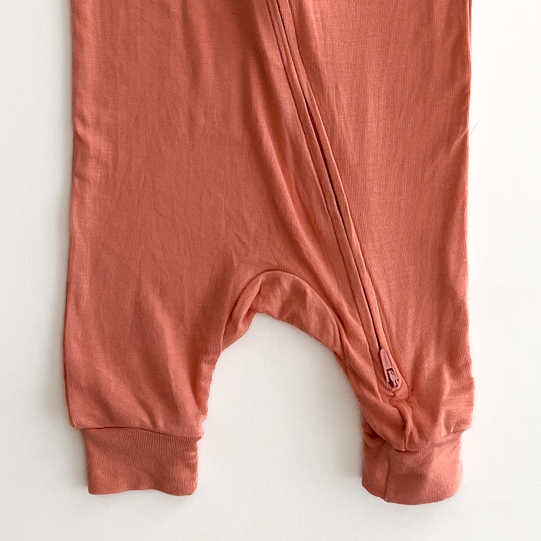 coral rose plain romper