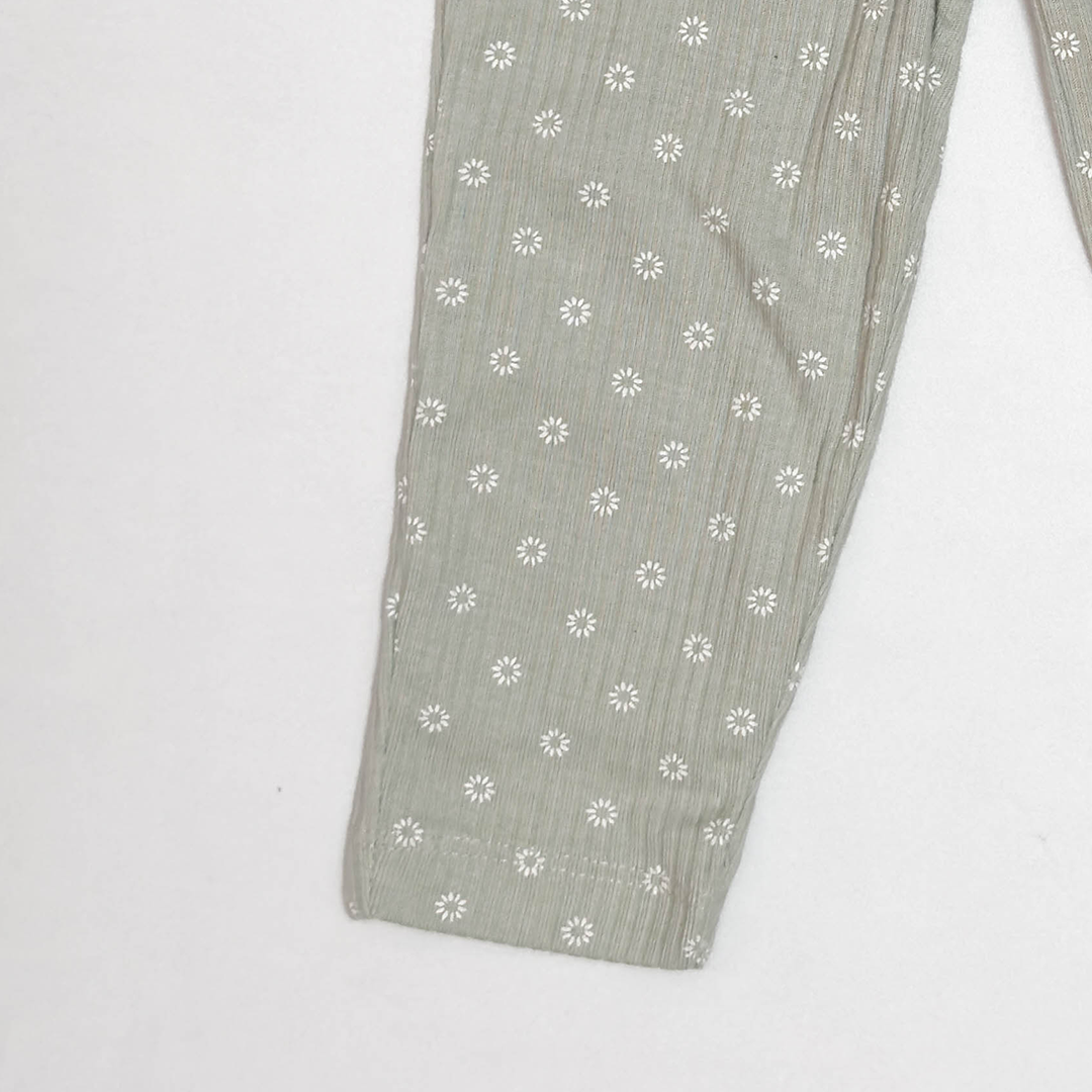 SAGE GREEN FLORAL RIBBED PANTS
