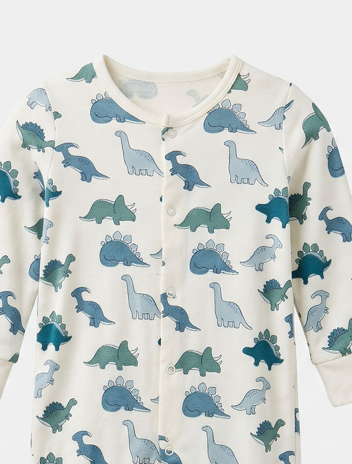 Blue printed button sleep suit
