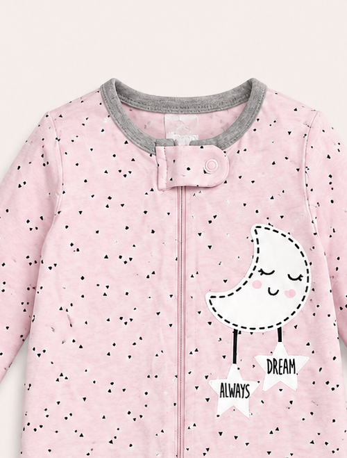 Pink love printed sleepsuit