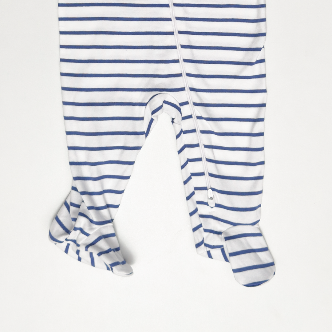BLUE STRIPPED ZIPPER SLEEPSUIT