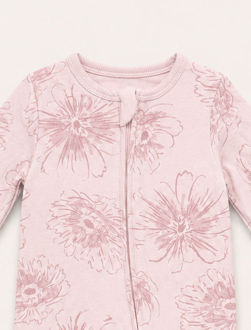 Pink viscous patterned sleepsuit