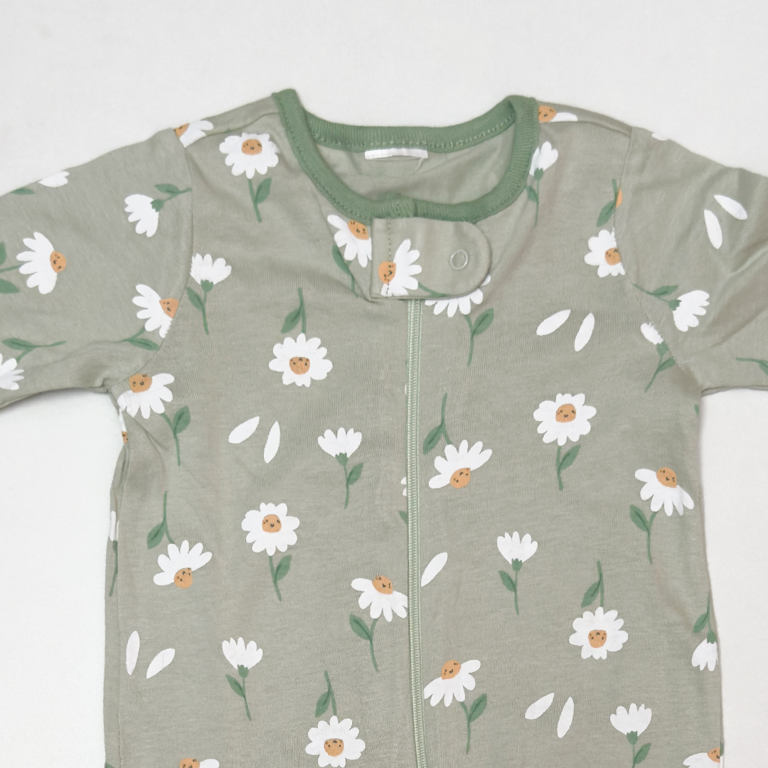 SAGE GREEN FLORAL ZIPPER SLEEPSUIT