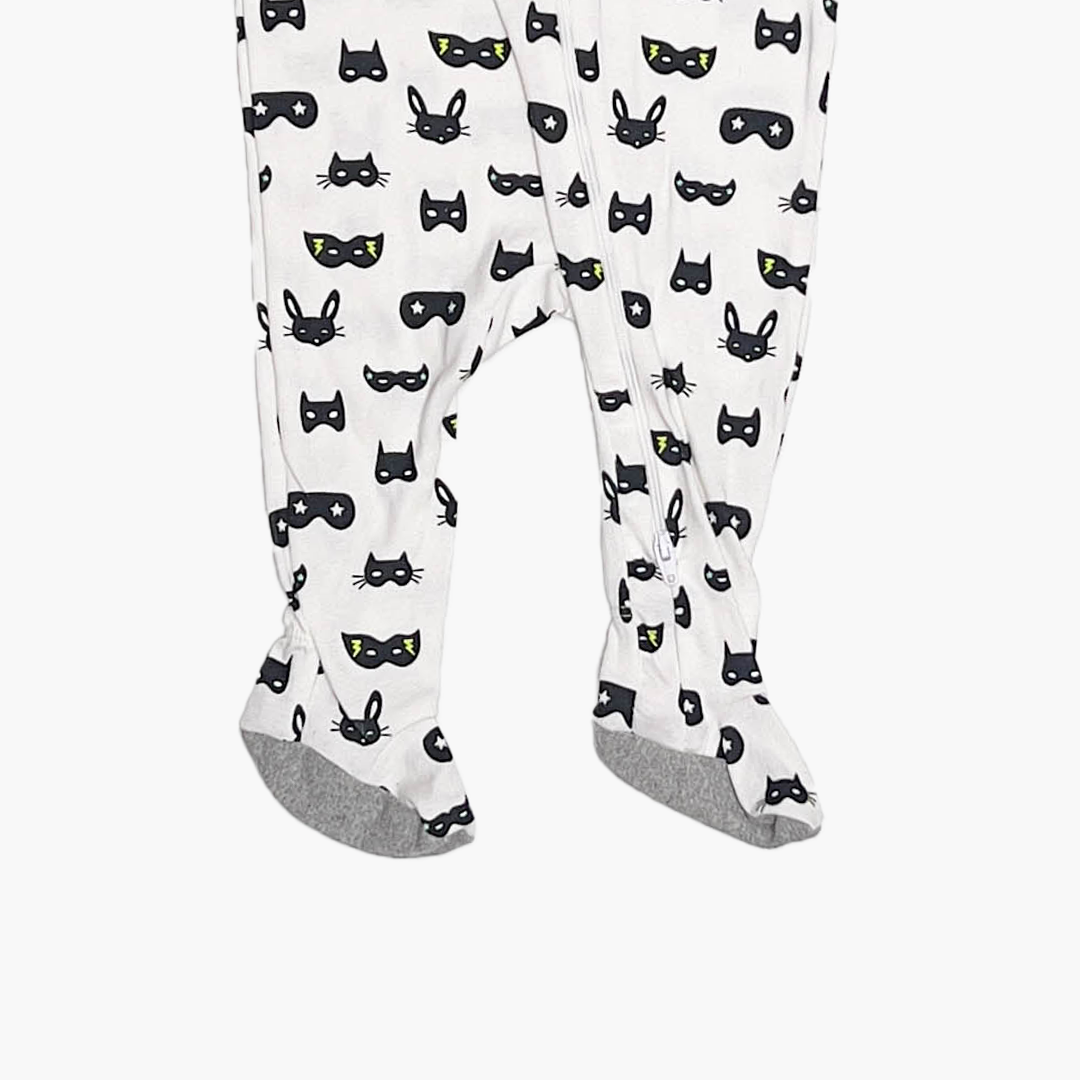 BLACK PATTERNED ONE SIDE ZIPPER  SLEEPSUIT