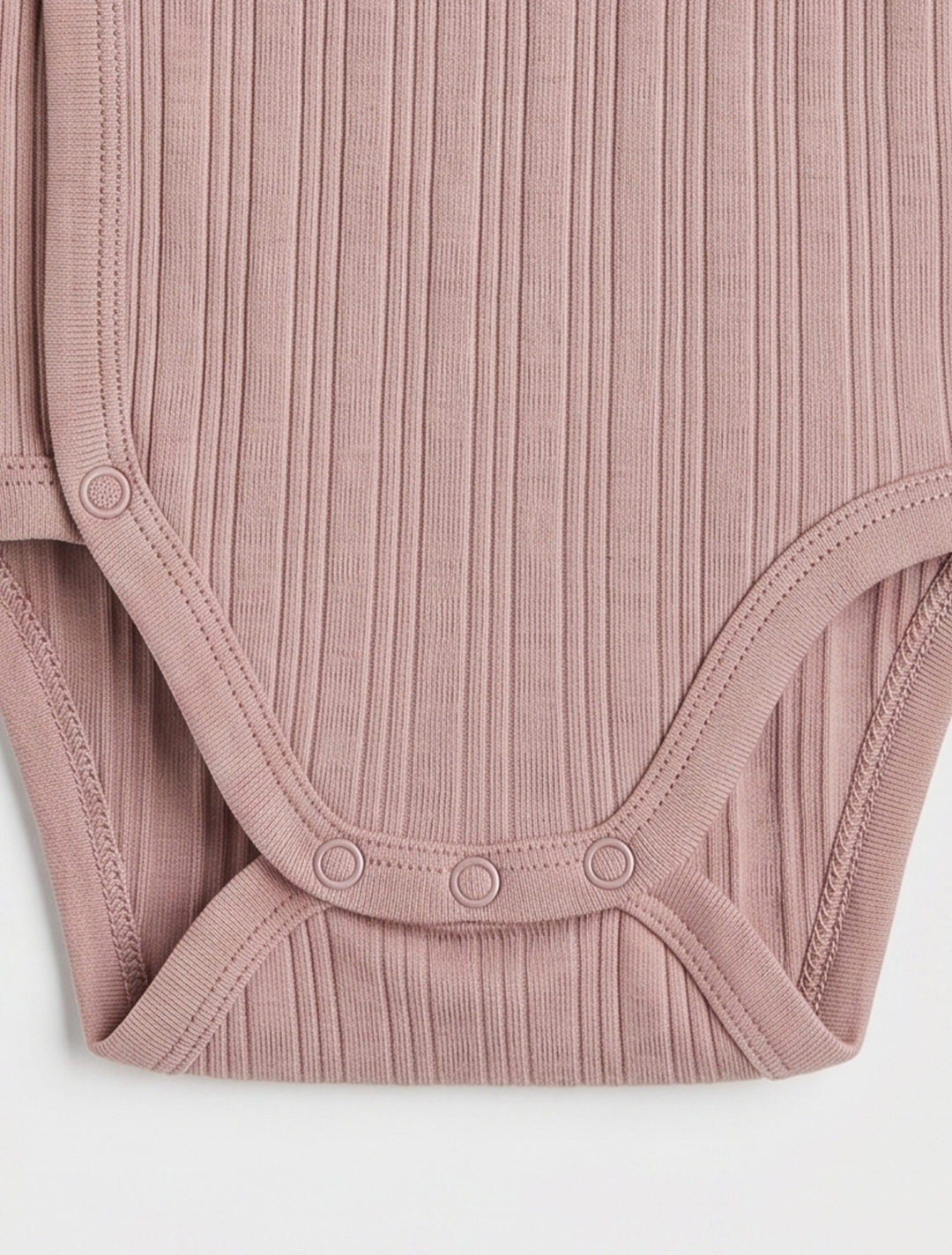 DUSTY PINK RIBBED WRAPOVER ONESIE