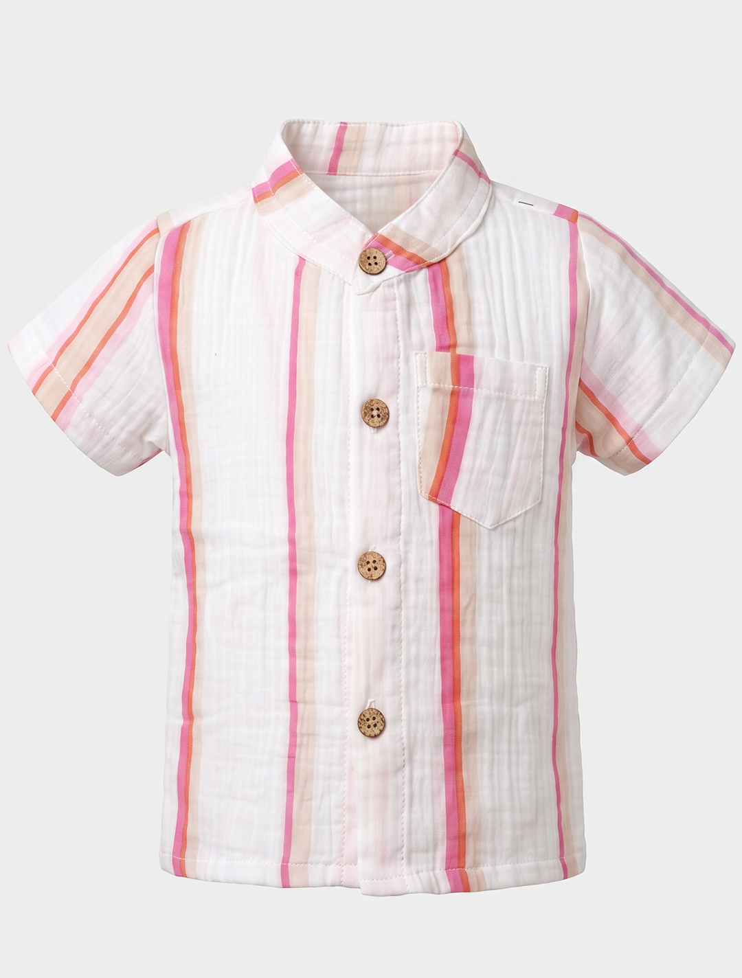 Striped Muslin Shirt & Shorts Co-ord Set – Pink Multi