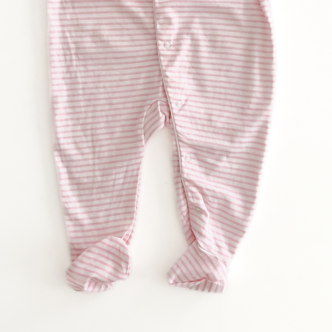PINK AND WHITE STRIPED SLEEPSUIT