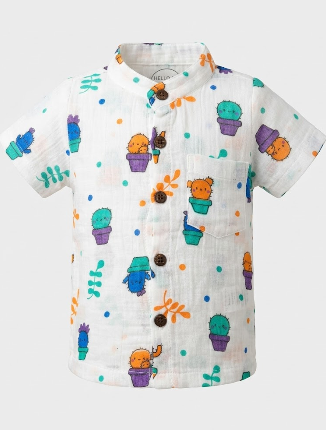 Printed Muslin Shirt & Shorts Co-ord Set – Cactus