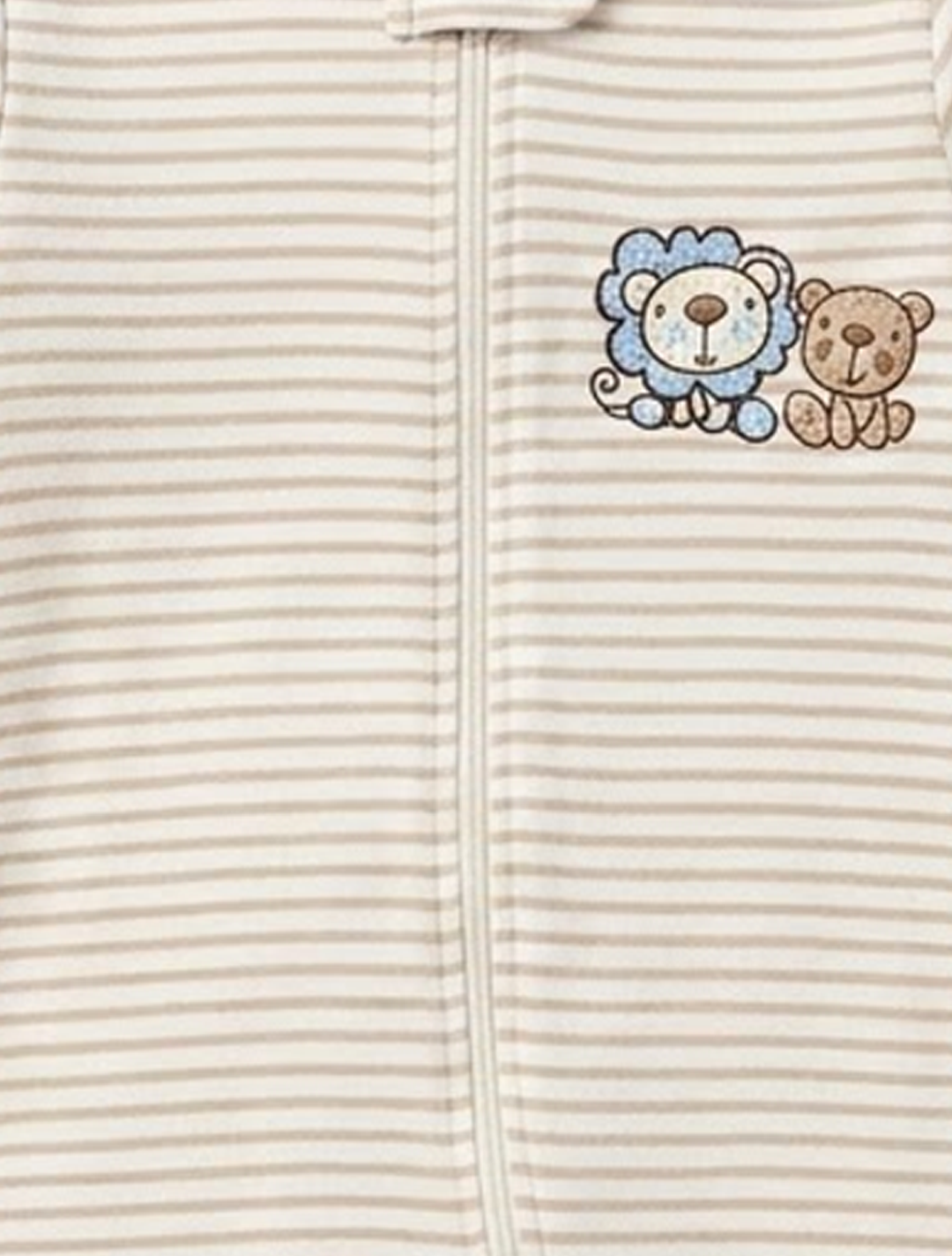 Brown striped bear zipper sleepsuit