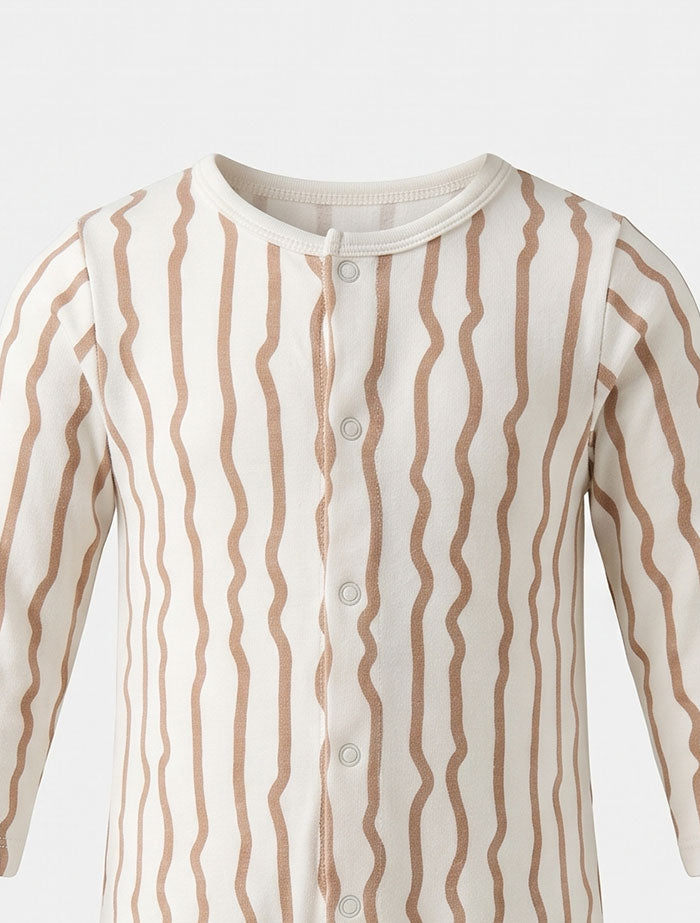 Brown stripes button sleep suit
