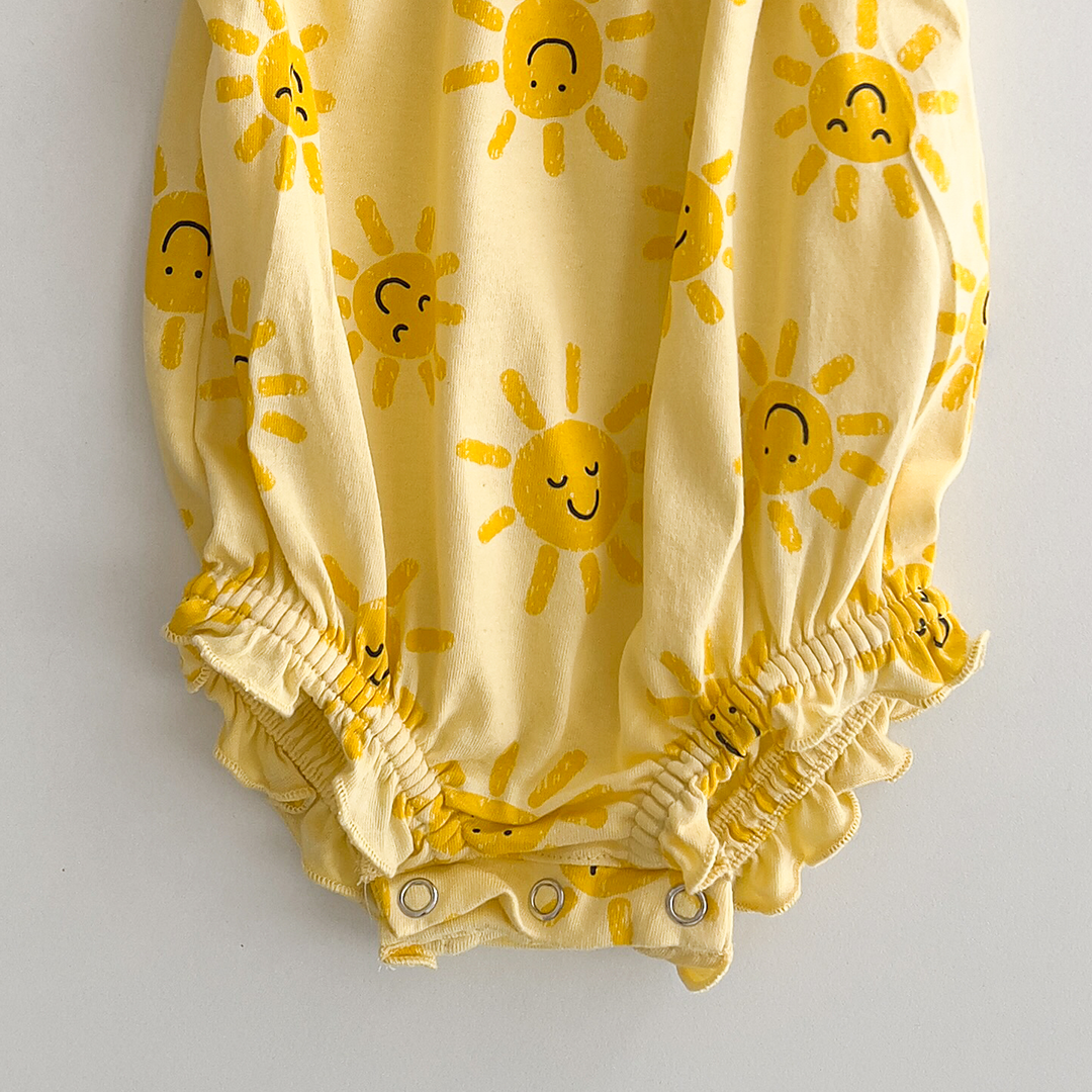 yellow sun printed onesie