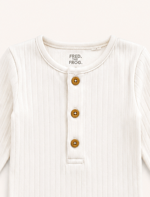 White ribbed button onesie