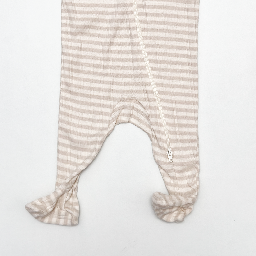 BEIGE STRIPED SLEEPSUIT