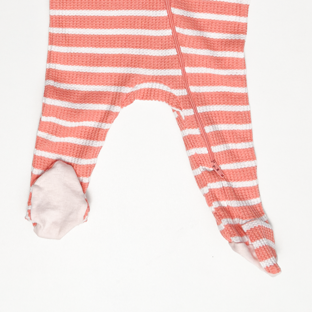 BURNT ORANGE STRIPED SLEEPSUIT