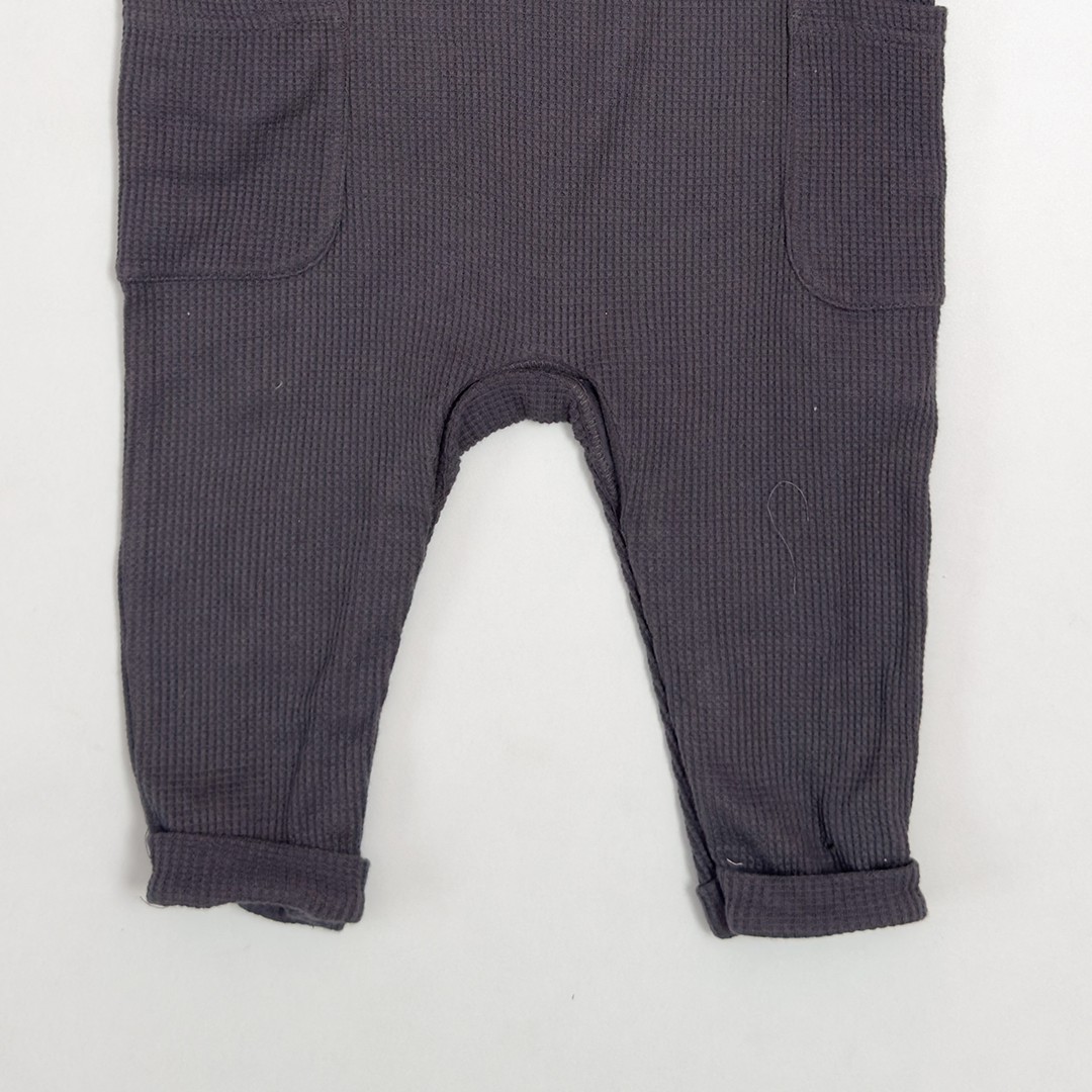 GREY BLACK KNITTED DUNGAREE