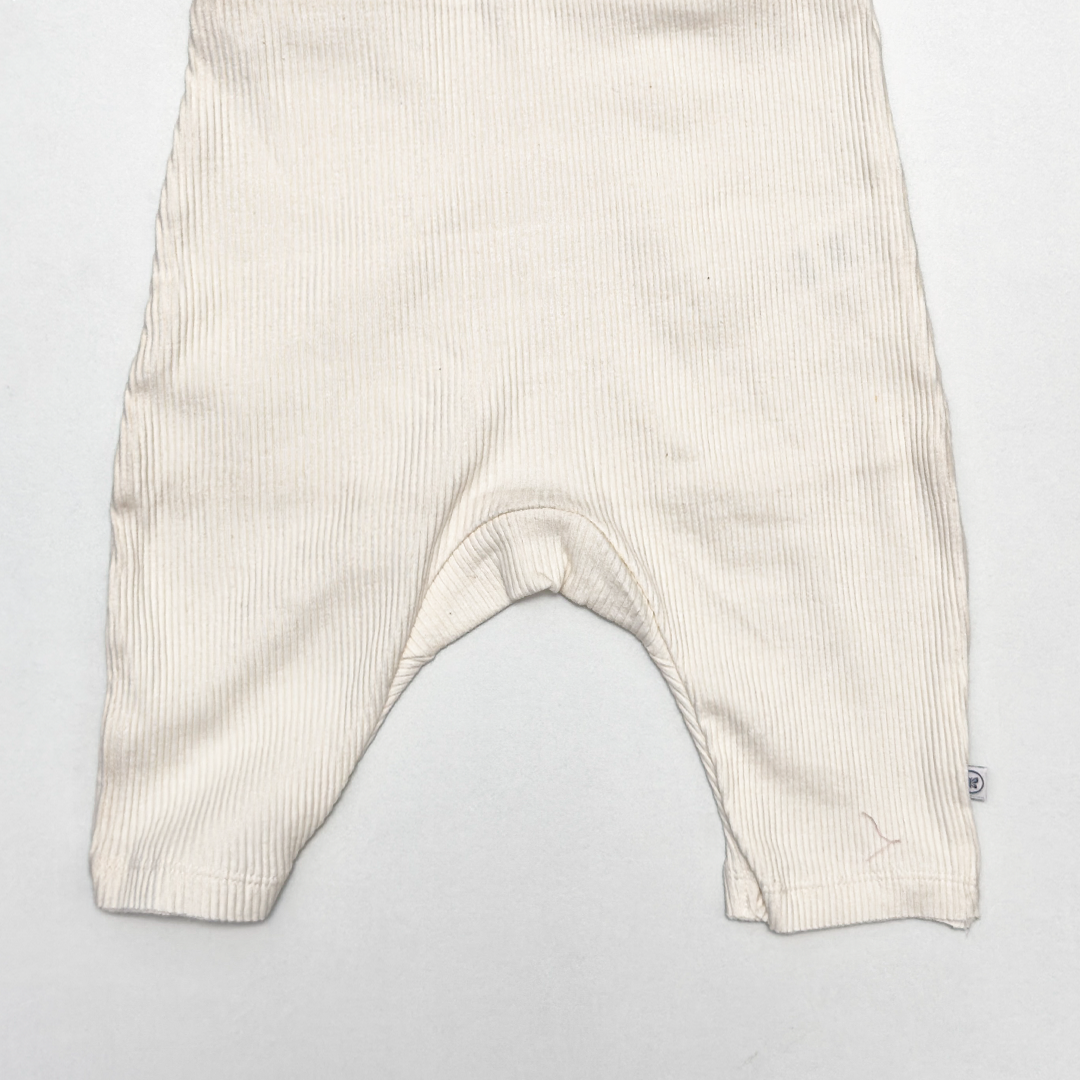 WHITE RIBBED SLEEVELESS ROMPER