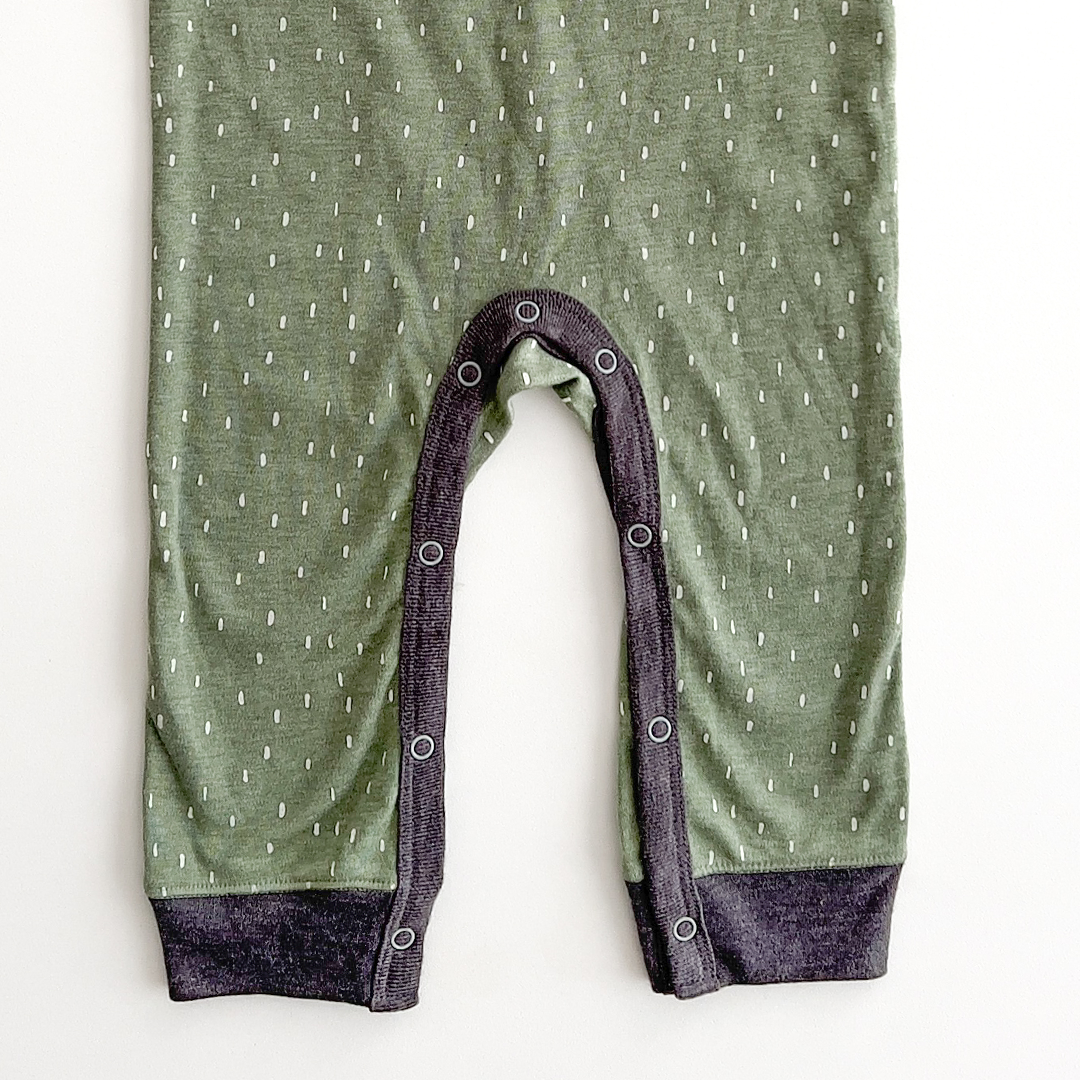 MOSS GREEN PATTERNED ROMPER