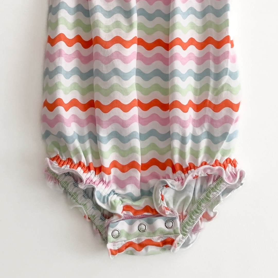 Multicolored tie-shoulder onesie