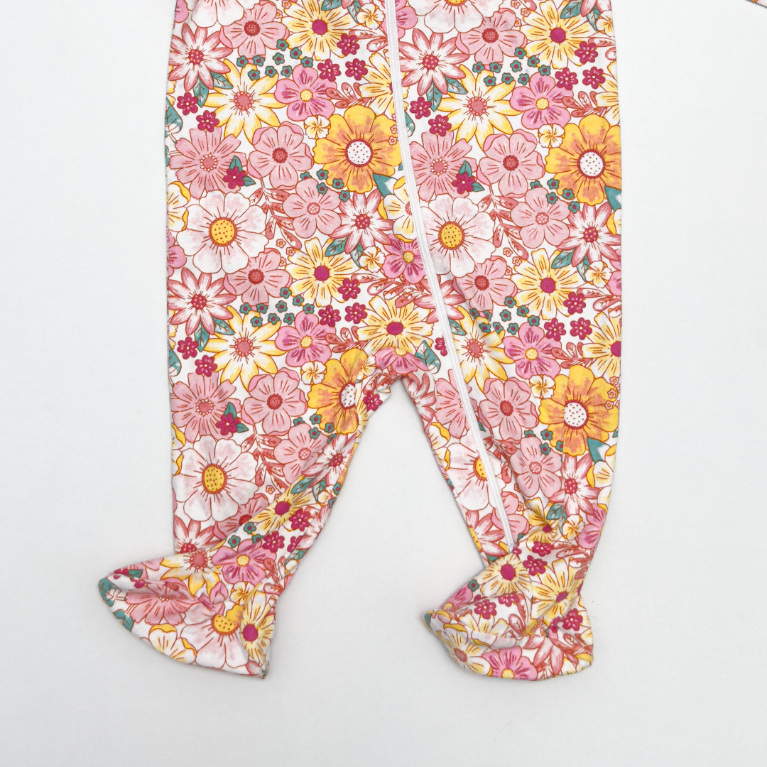 FLORAL PRINTED ZIPPER SLEEPSUIT