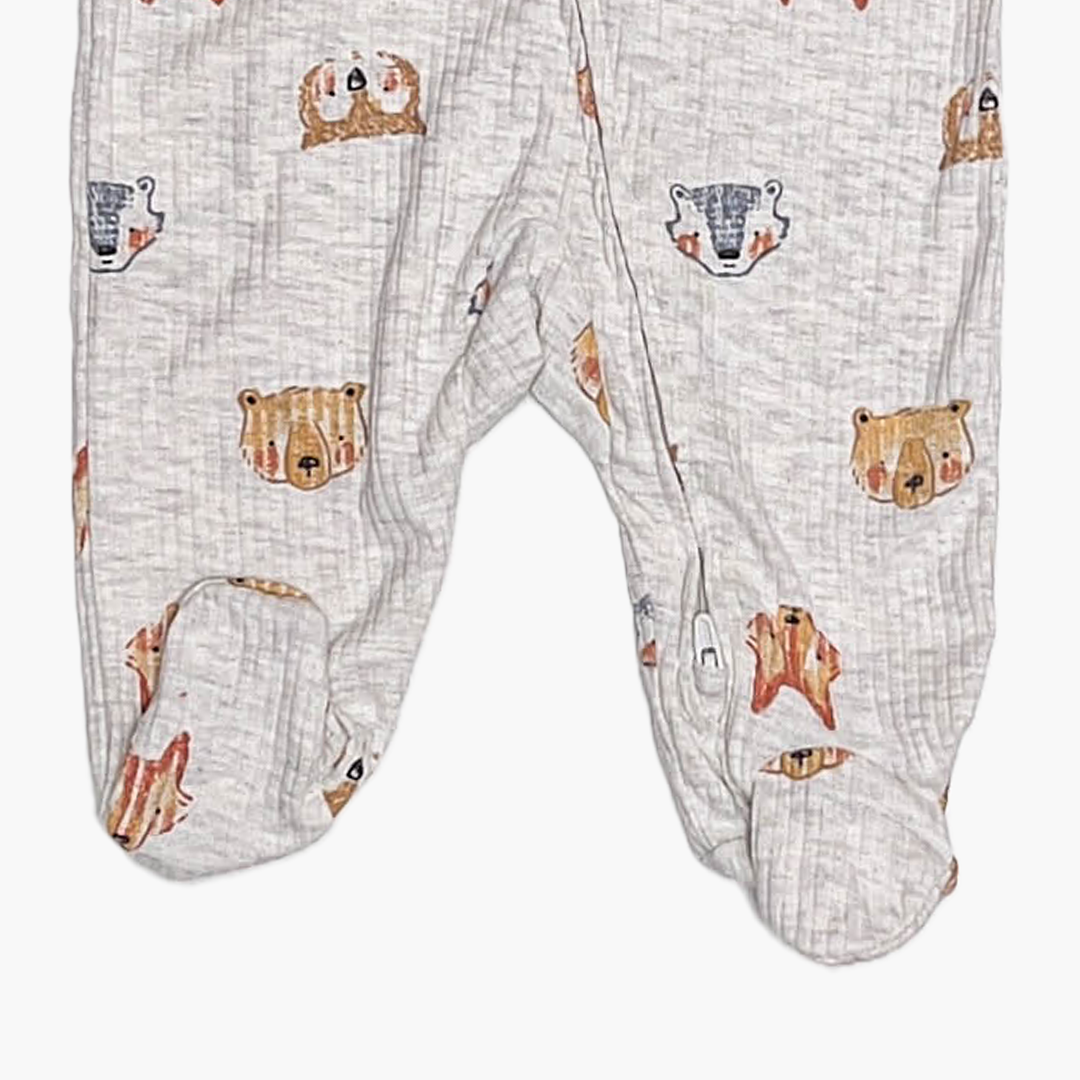 GREY FOX PRINTED RIBBED SLEEPSUIT
