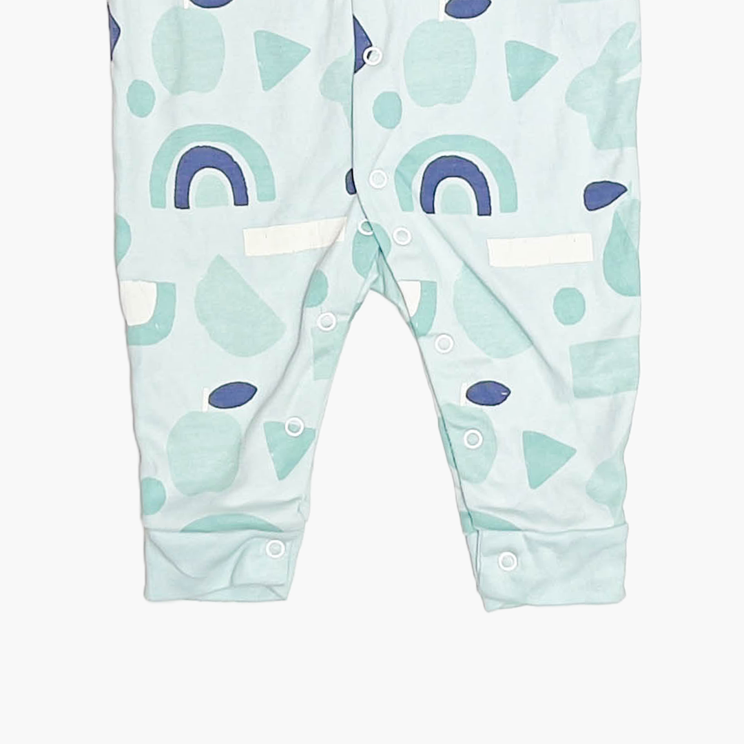 BLUE RIBBED BUTTON ROMPER