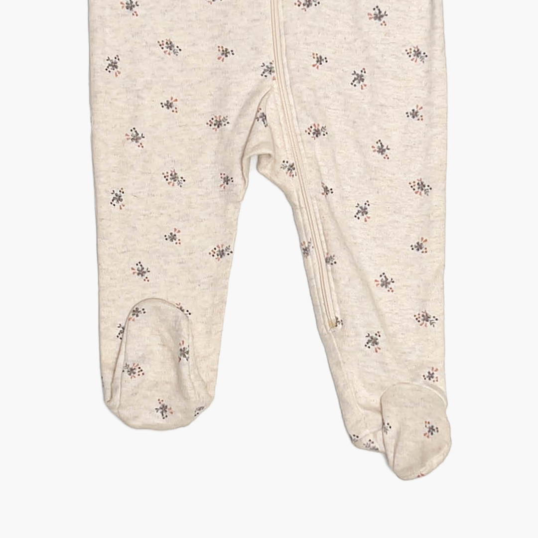 BEIGE FLORAL ZIPPER SLEEPSUIT