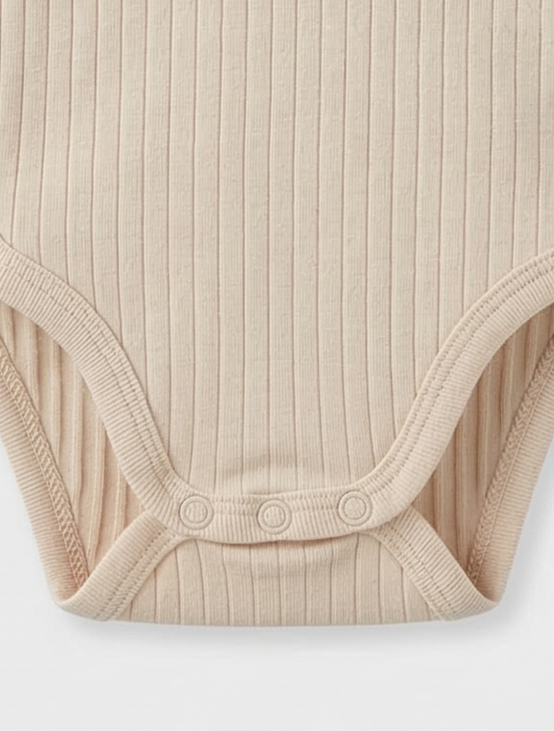 BEIGE BEAR RIBBED WRAPOVER ONESIE