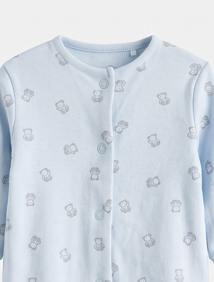 Blue bear button sleepsuit