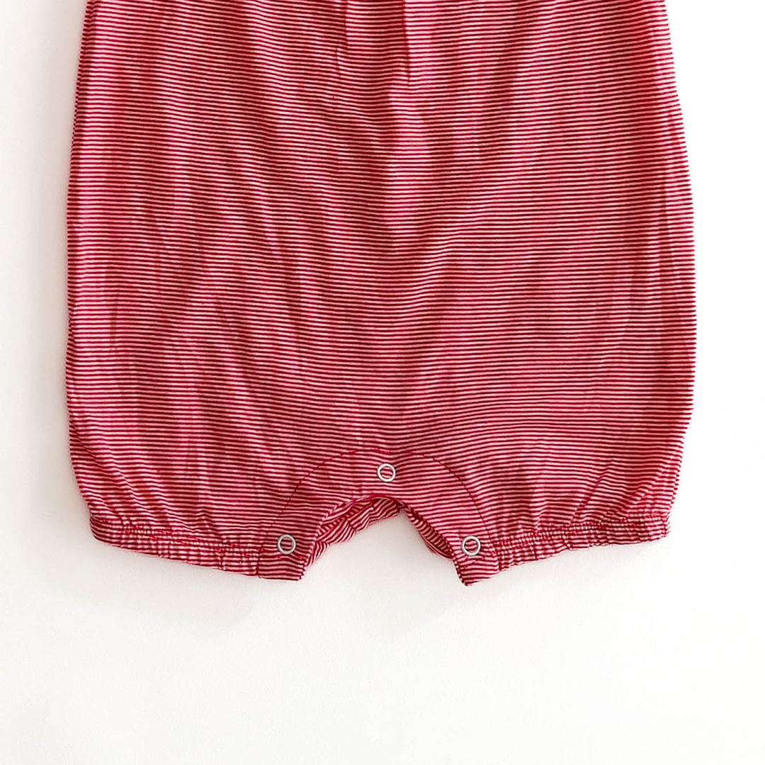 RED STRIPED SPAGHETTI SLEEVES JUMPSUIT