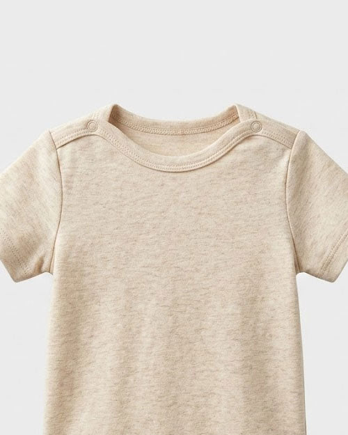 Beige button plain onesie