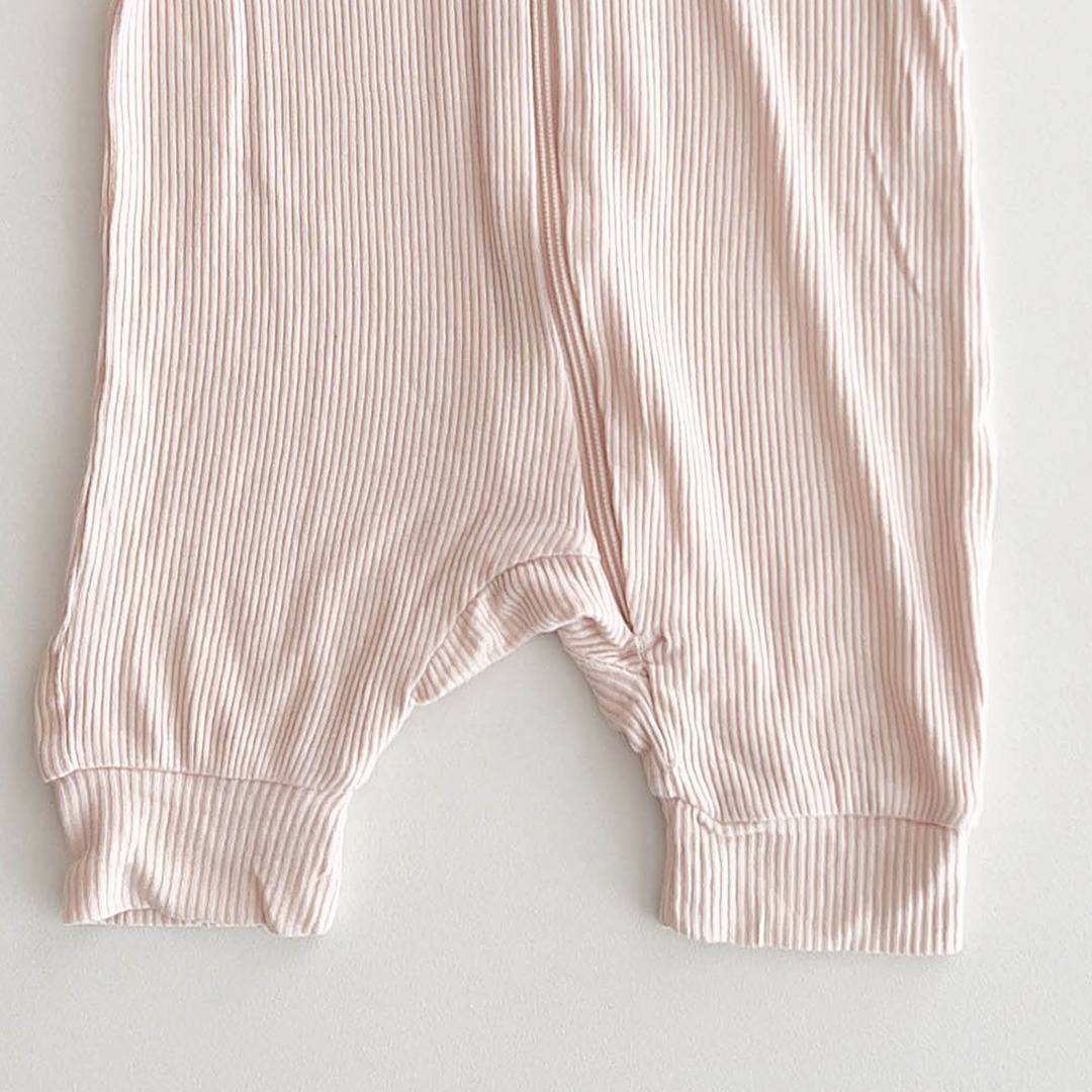 CREAM RIBBED COTTON ROMPER