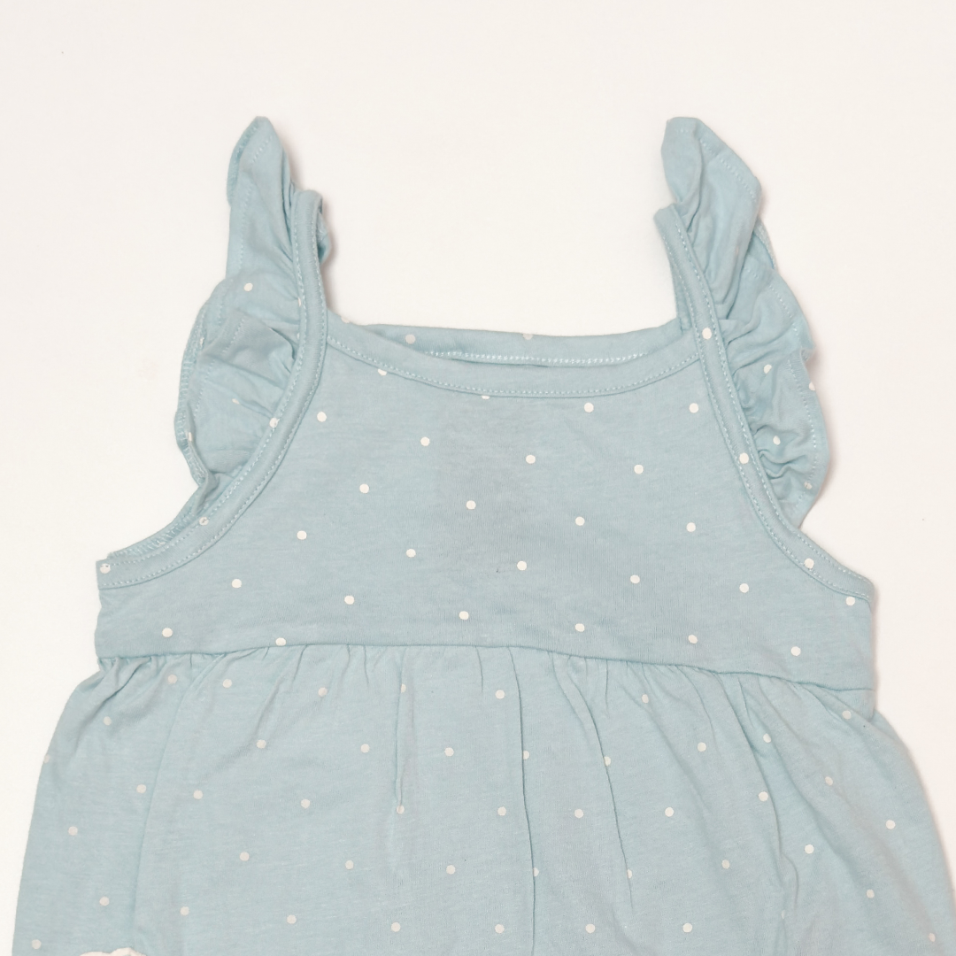AQUA BLUE DOTTED FANCY SUNSUIT