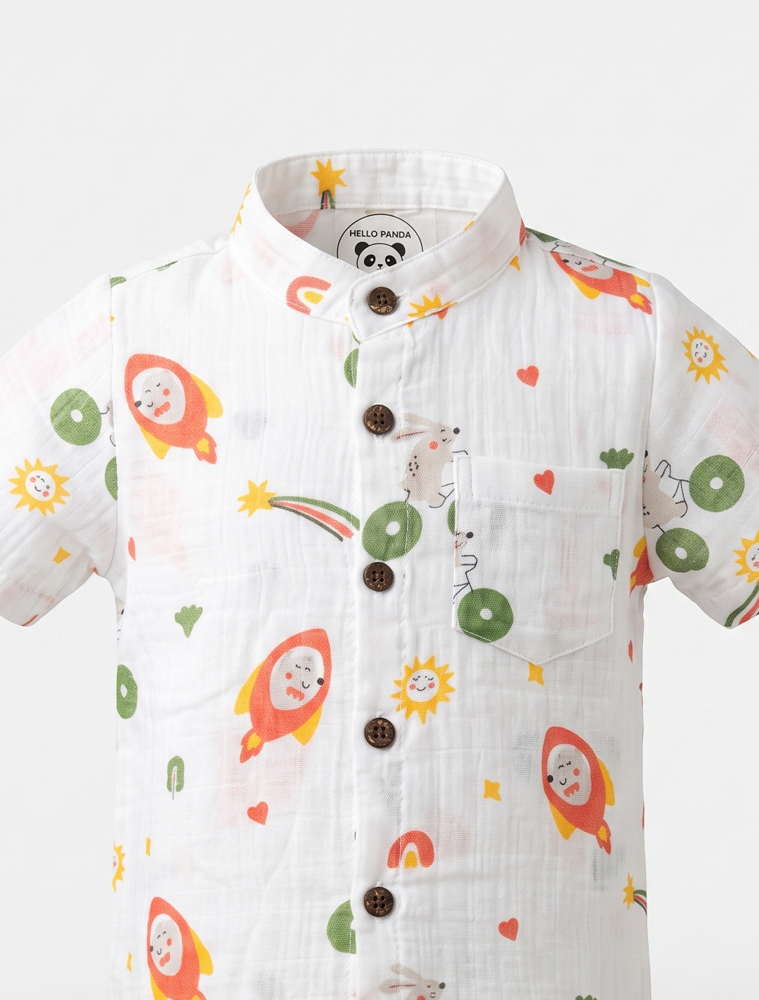 Printed Muslin Shirt & Shorts Co-ord Set – Rocket & Bunny
