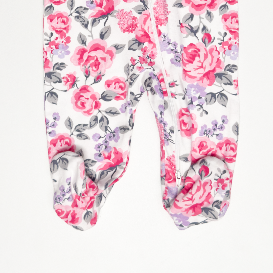PINK FLORAL ZIPPER SLEEPSUIT