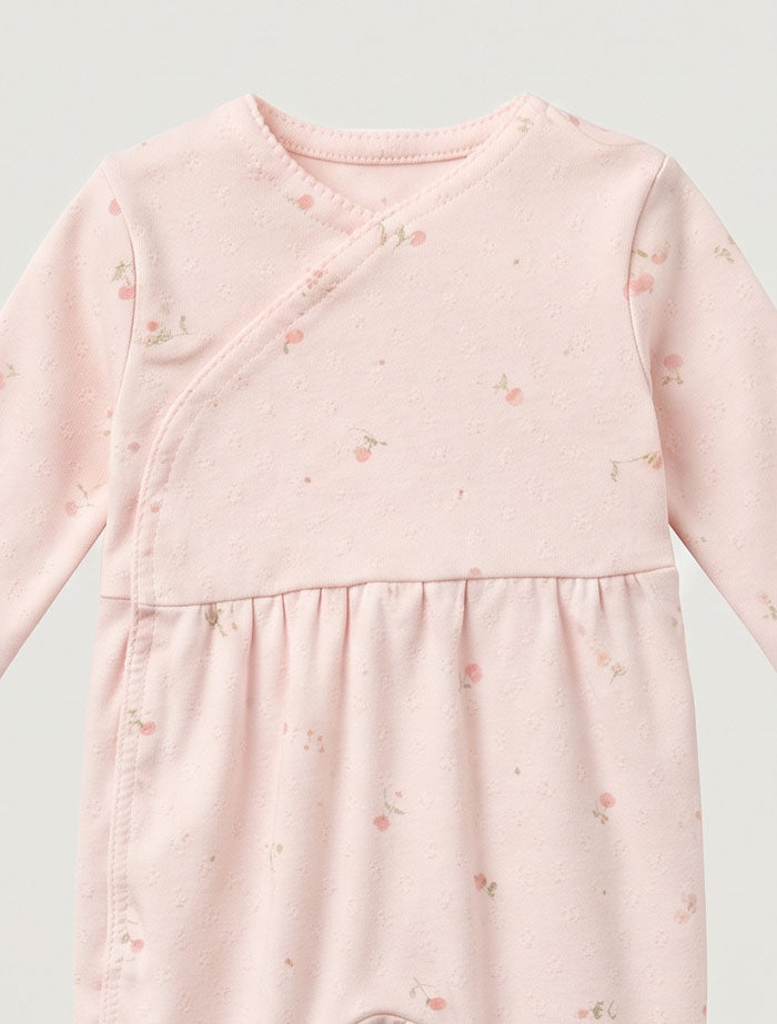 Pink floral pointelle wrap over sleep suit