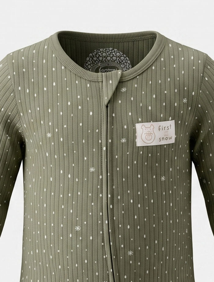 GREEN RIBBED SNOW SLEEP SUIT