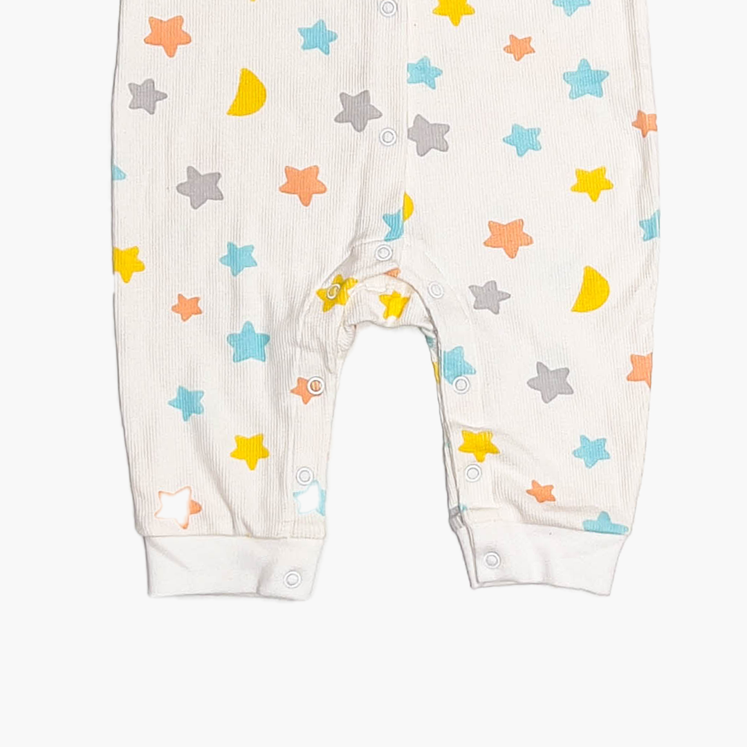WHITE STARS RIBBED ROMPER