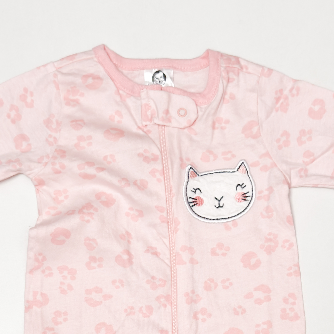 PINK KITTY ZIPPER SLEEPSUIT
