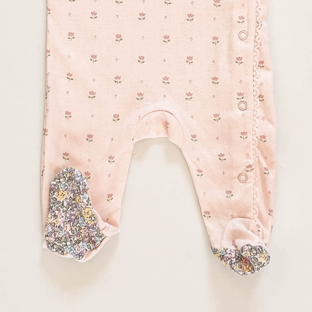 PREMIUM PINK FLORAL LACE SLEEPSUIT