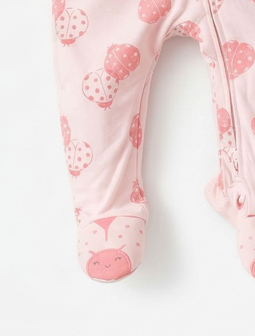 PINK LADYBUG ZIPPER SLEEPSUIT