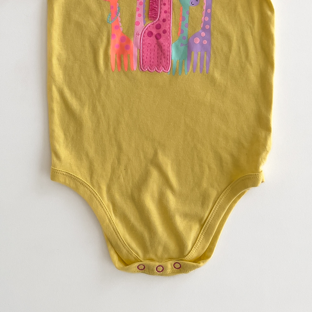 YELLOW GIRLS GIRAFFE PRINT ONESISE