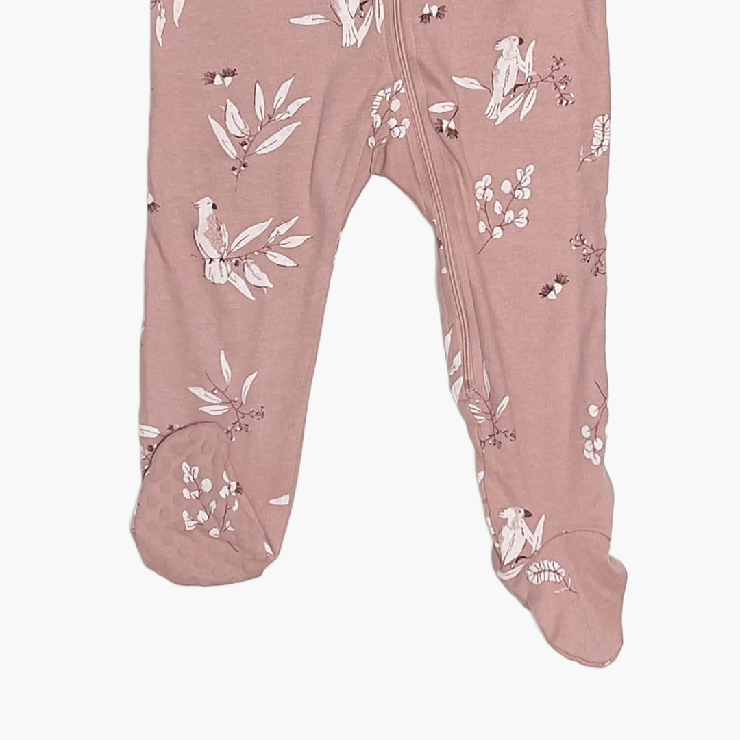 BROWN PATTERNED ZIPPER SLEEPSUIT