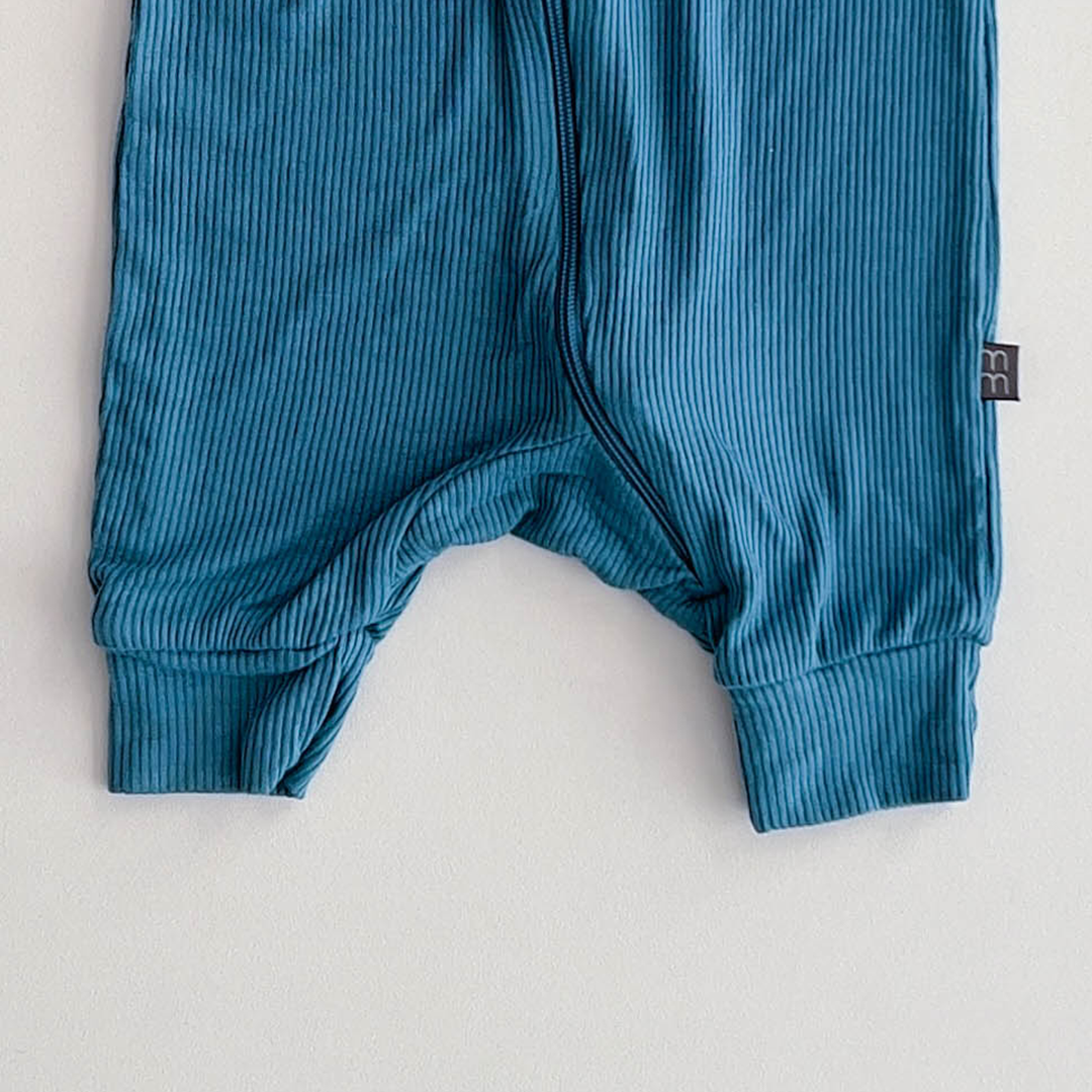 TEAL BLUE RIBBED ROMPER