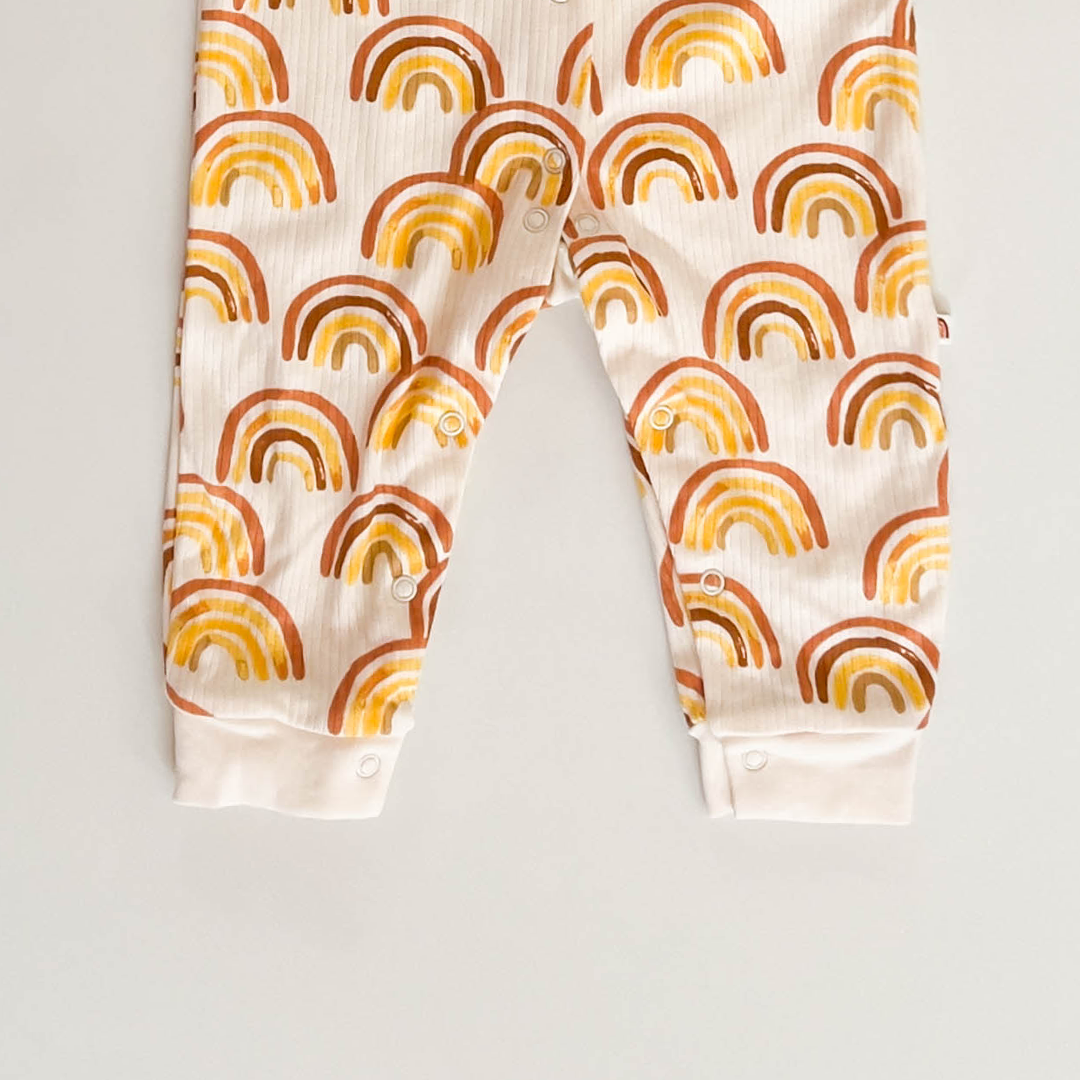 ORANGE RAINBOW RIBBED ROMPER
