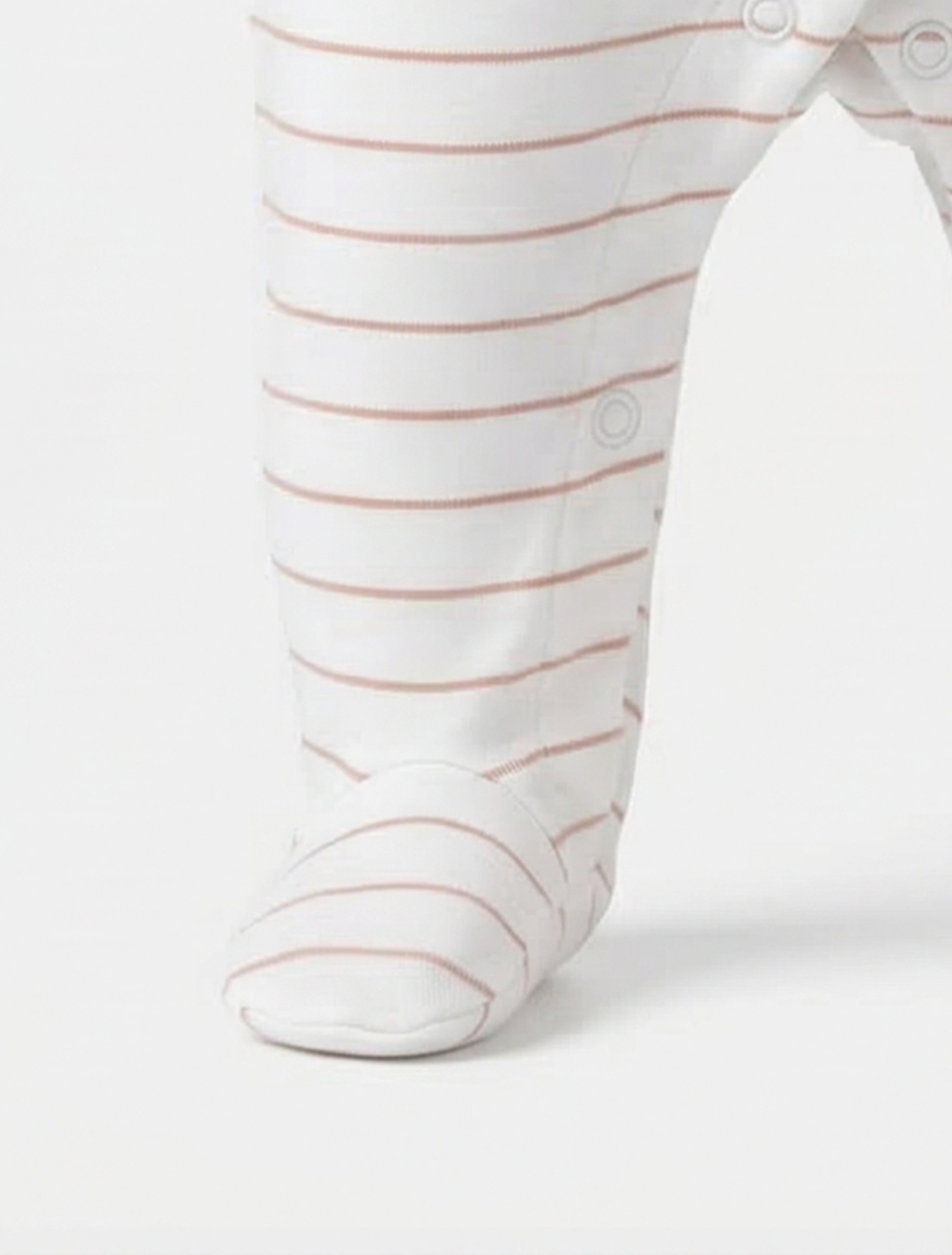 WHITE STRIPED BUTTON SLEEPSUIT