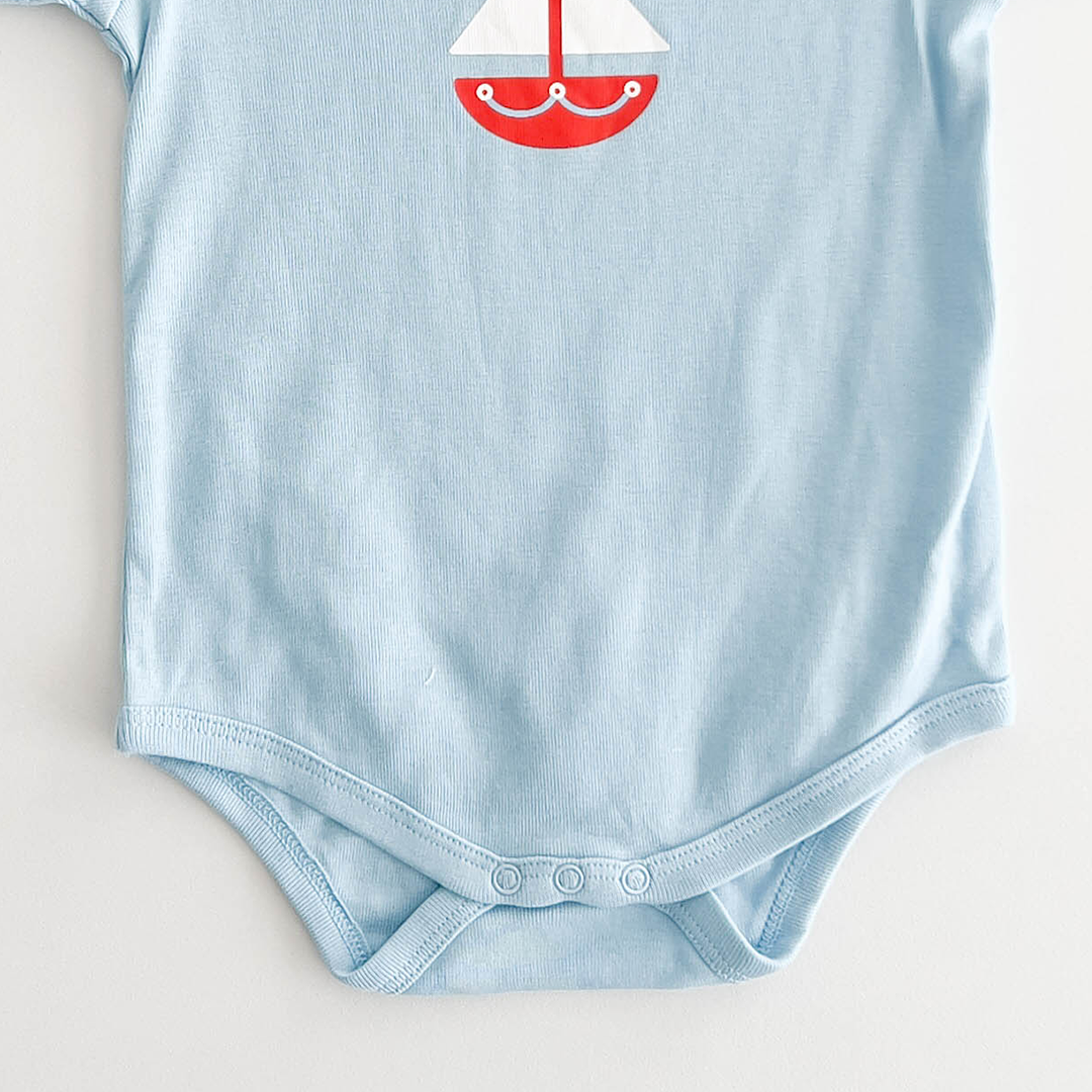 BLUE PRINTED COTTON ONESIE