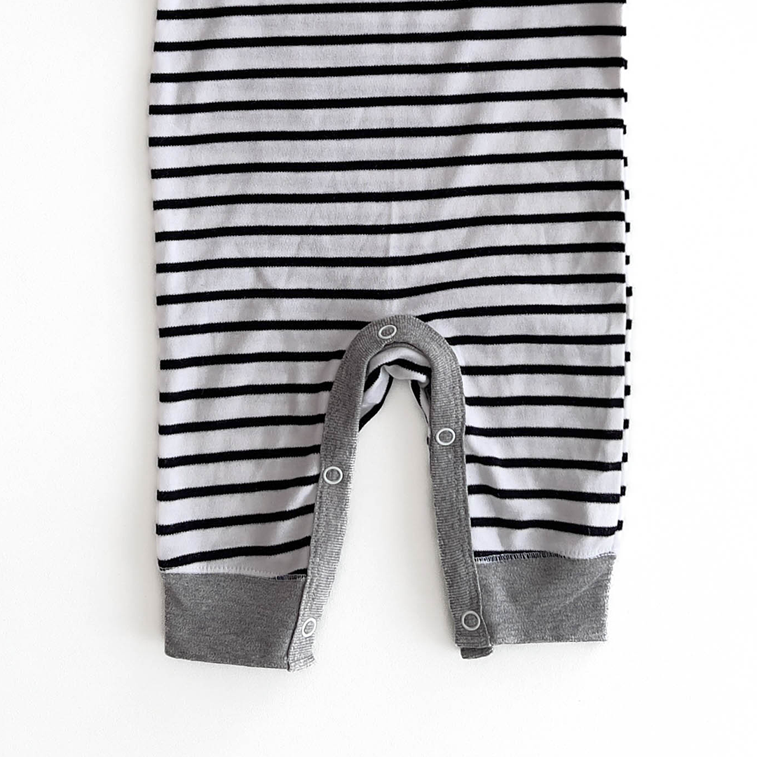 BLACK AND WHITE STRIPED ROMPER